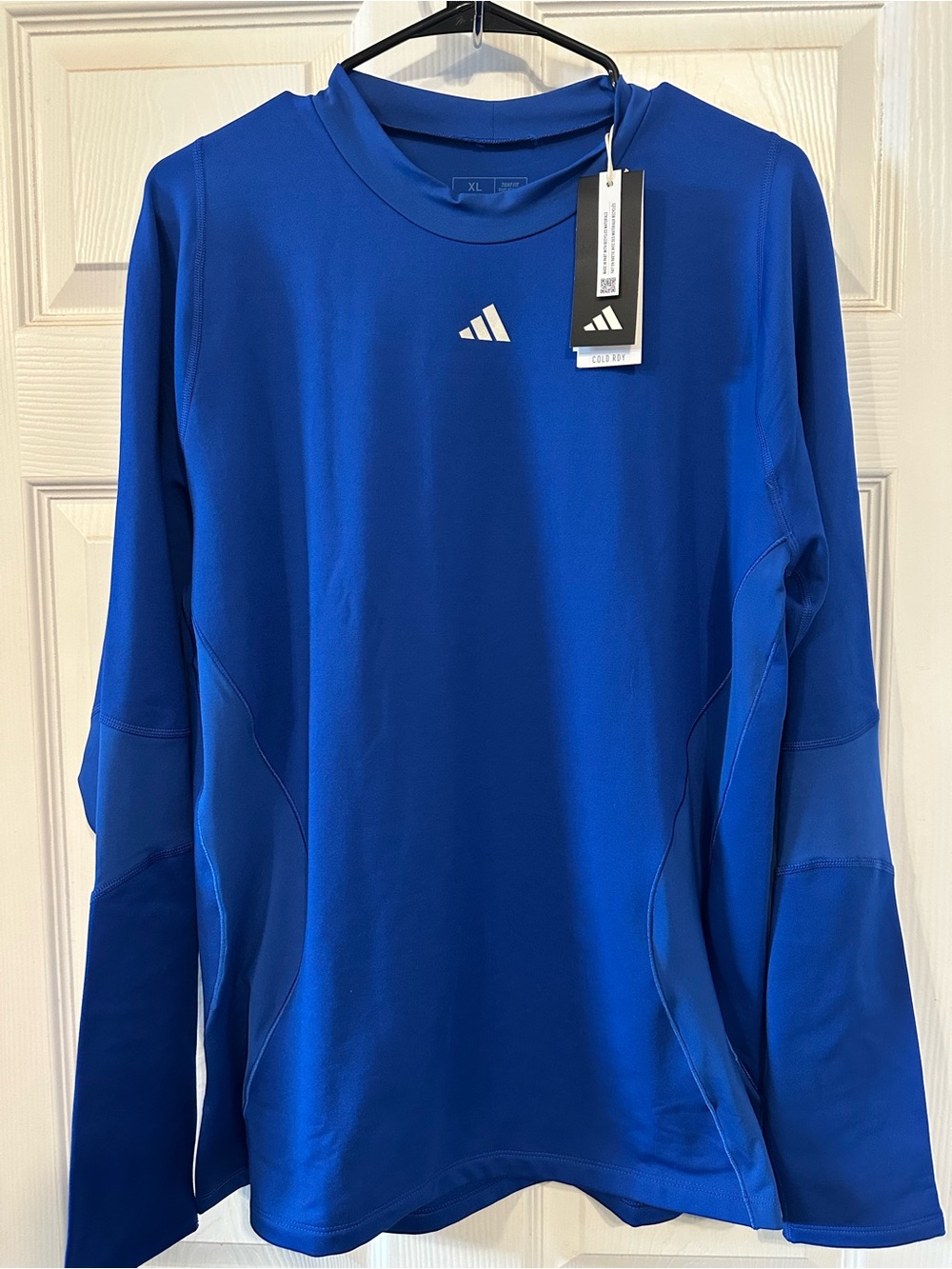 adidas Long Sleeve Crew Neck Shirt - Bright Blue with White Logo